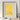 Framed floral artwork on a yellow background in a minimalistic room.